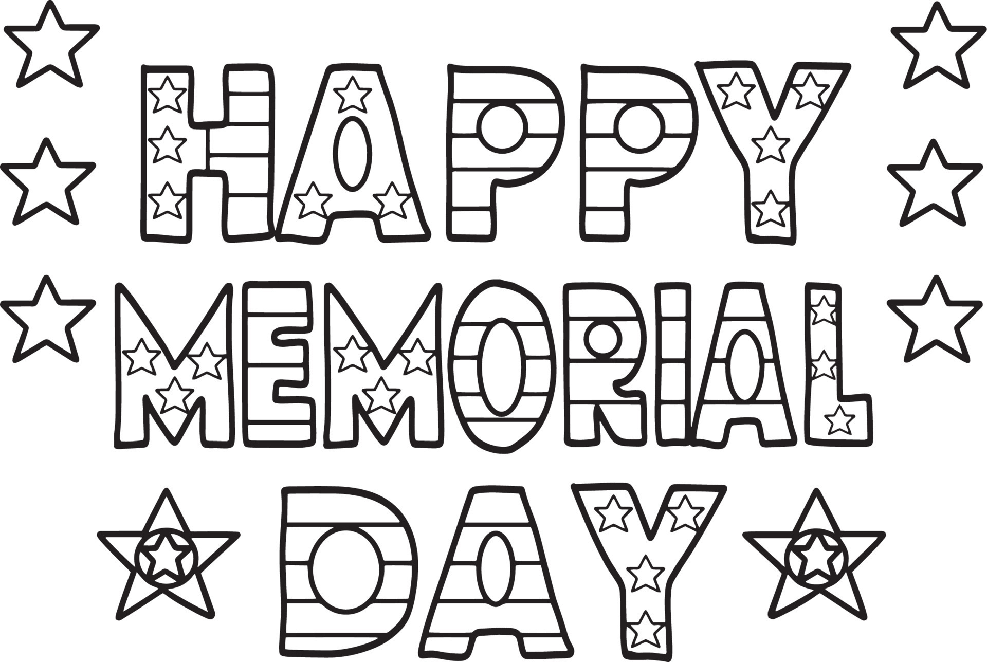 Memorial Day Isolated Coloring Page for Kids 22463830 Vector Art at