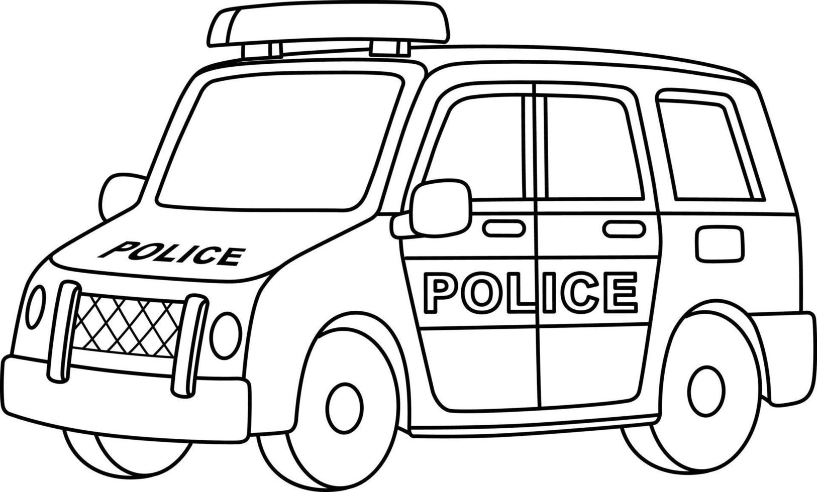 Police Car Isolated Coloring Page for Kids vector