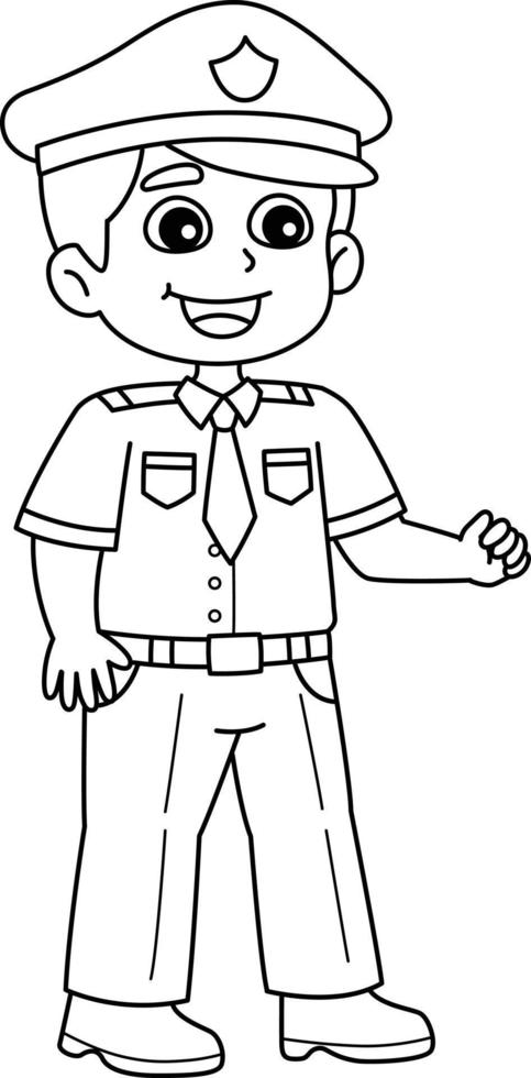 Policeman Isolated Coloring Page for Kids vector