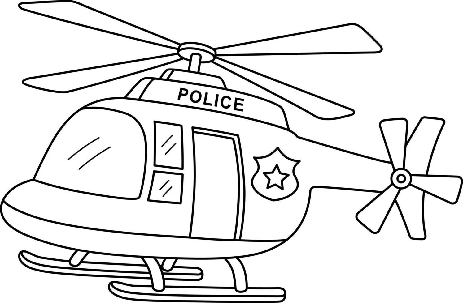 policía helicóptero aislado colorante página para niños vector