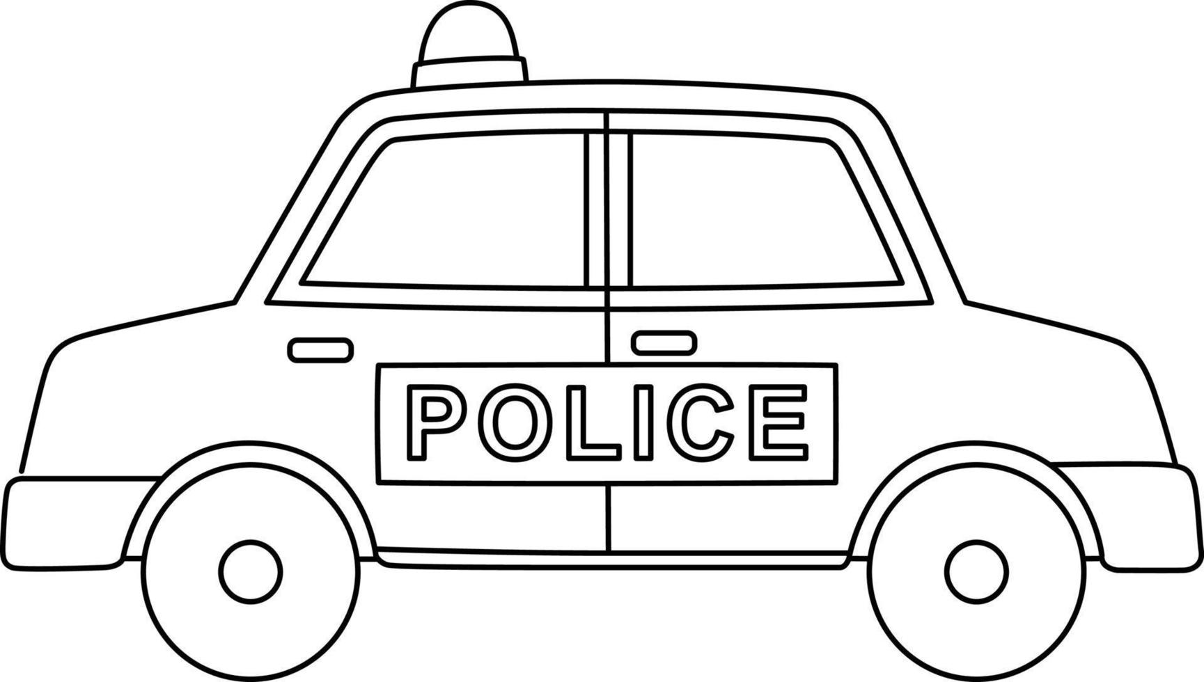 coche de policía aislado página para colorear para niños vector