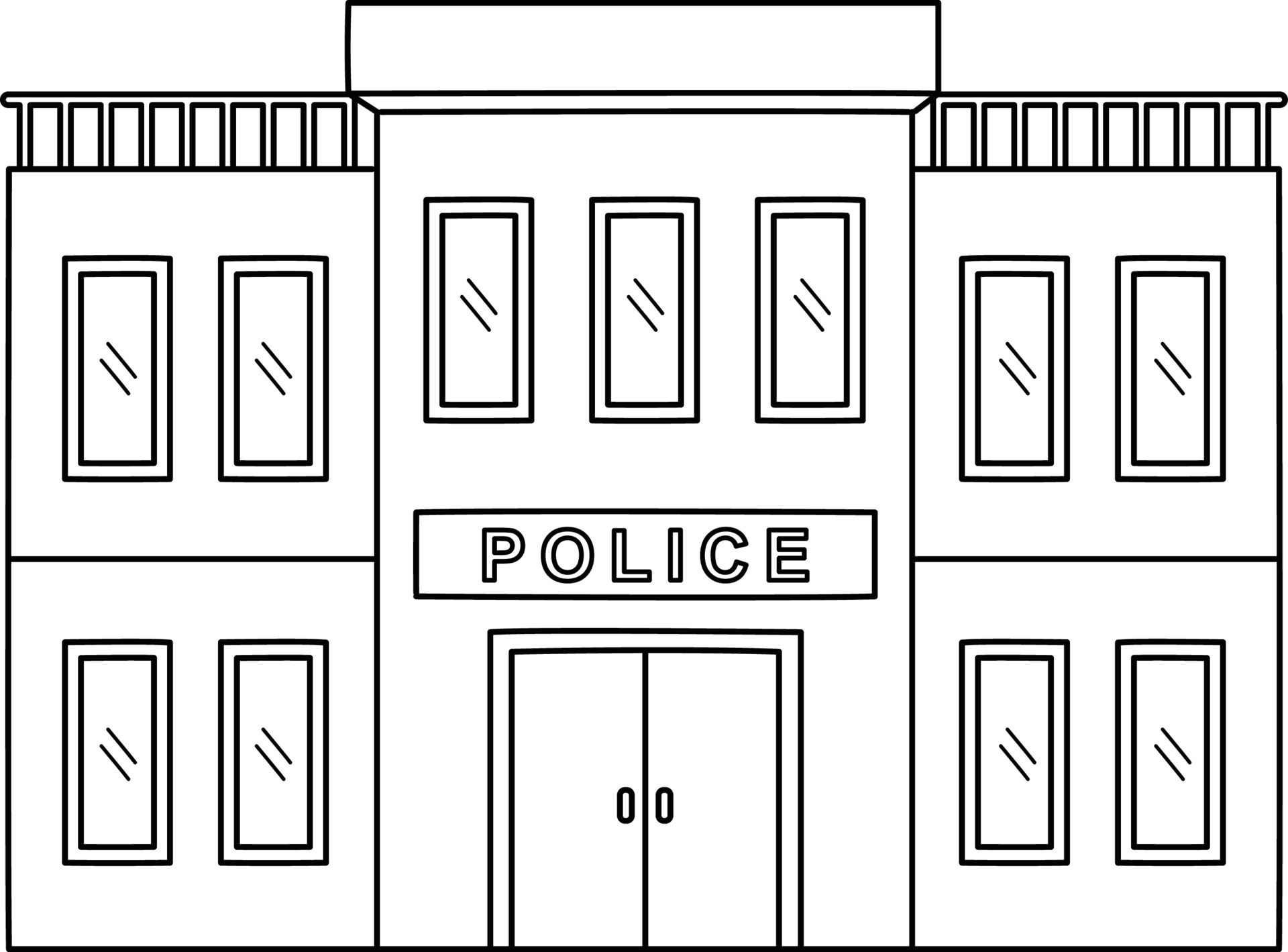 Police Station Isolated Coloring Page for Kids 12902481 Vector Art at  Vecteezy