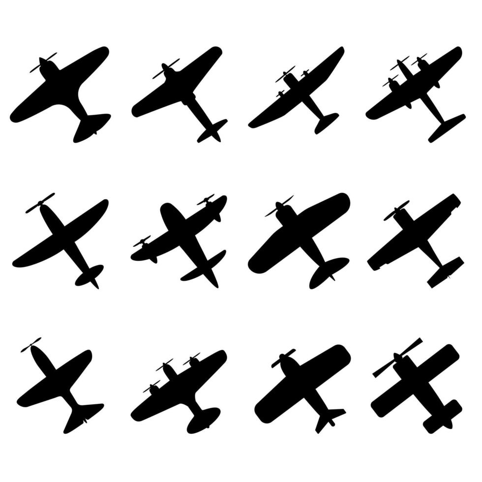 Vintage airplane icon vector set. maize illustration sign collection. air force symbol.