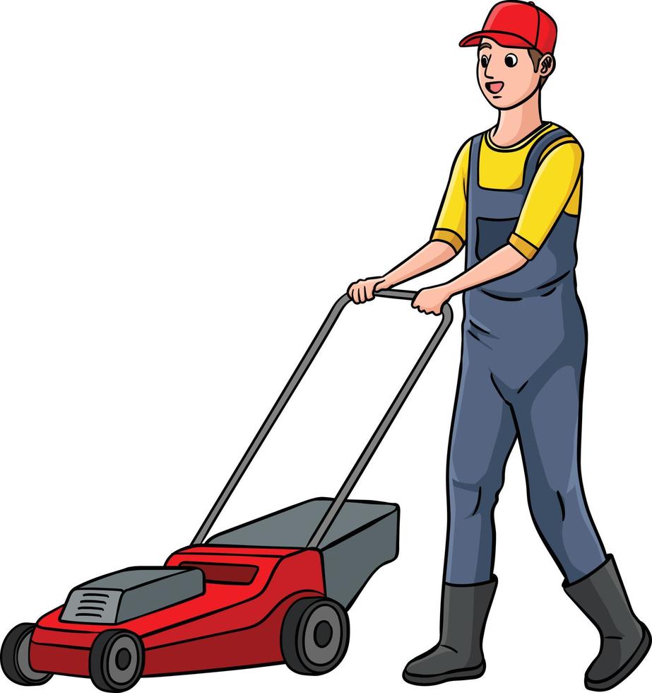 Lawn Mower Colored Cartoon Illustration vector