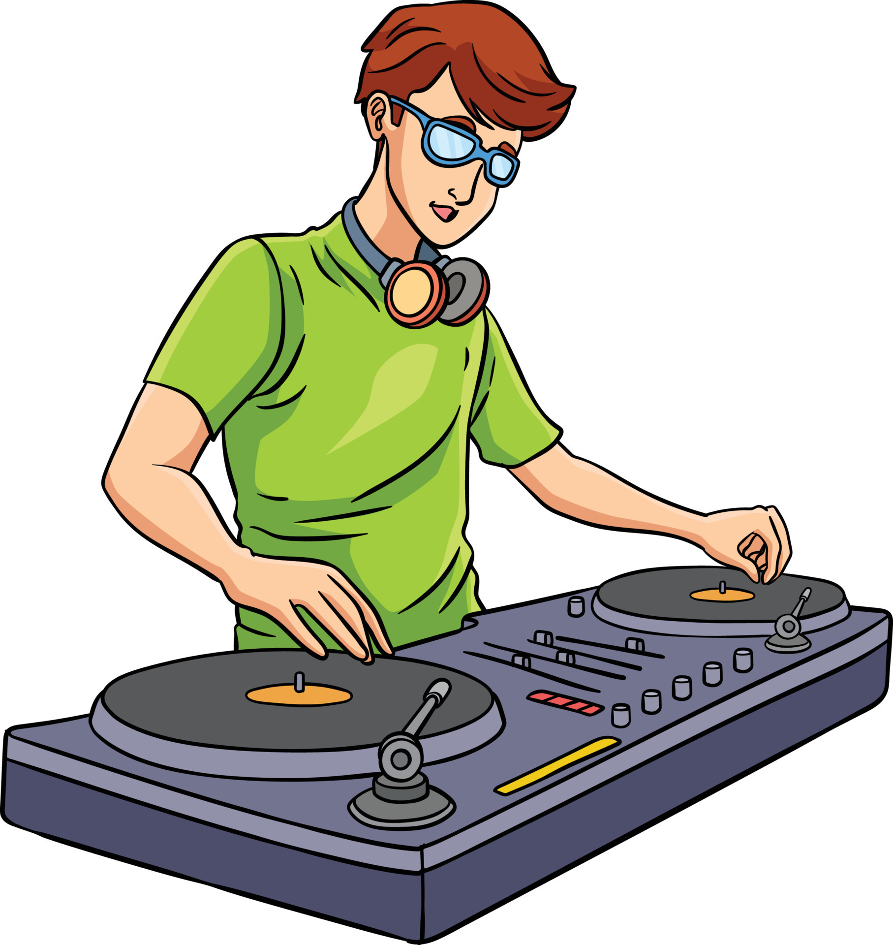 Disk Jockey Colored Cartoon Illustration 22463864 Vector Art at Vecteezy