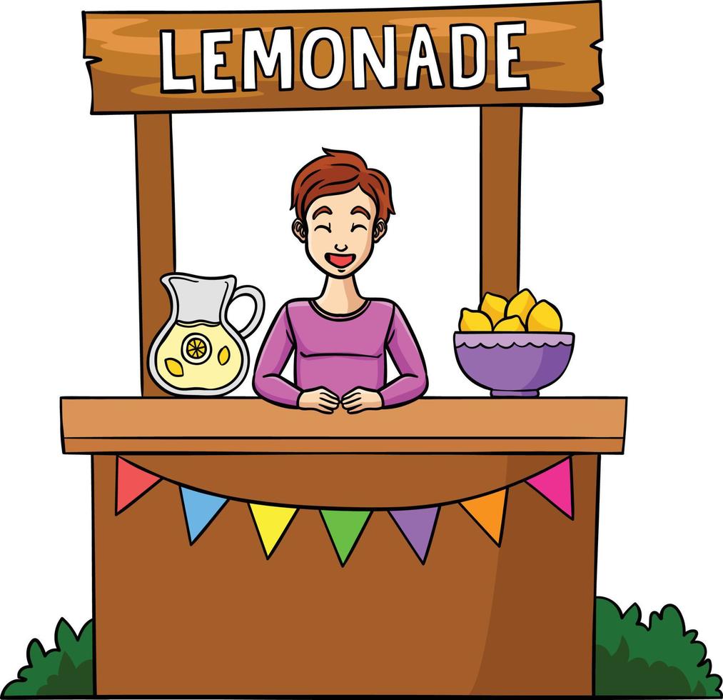 Lemonade Juice Vendor Colored Cartoon Illustration vector