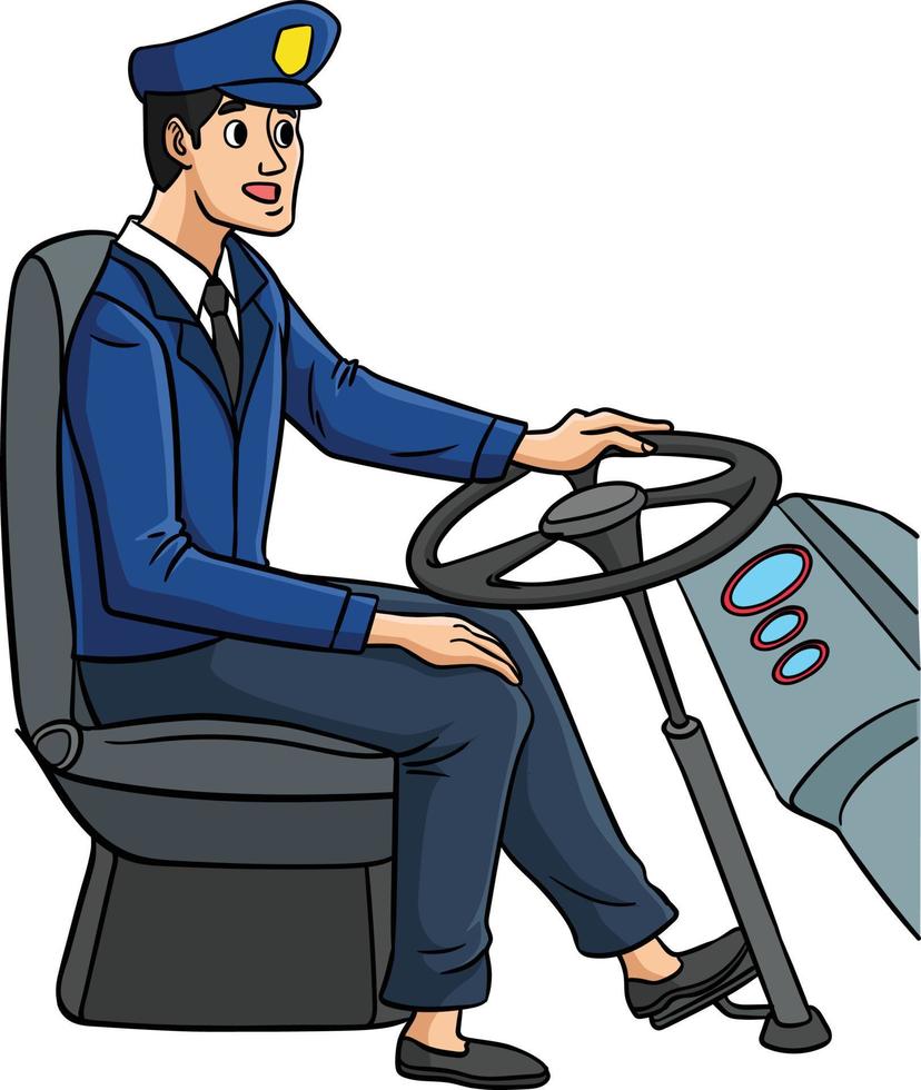 Bus Driver Colored Cartoon Illustration vector