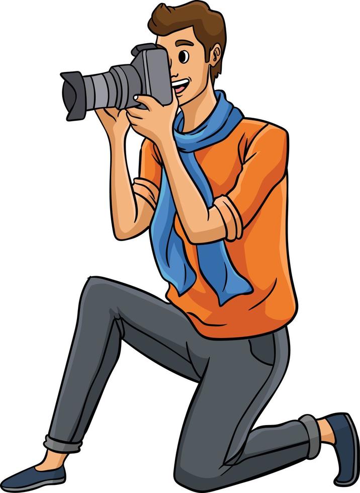 Photo Journalist Colored Cartoon Illustration vector