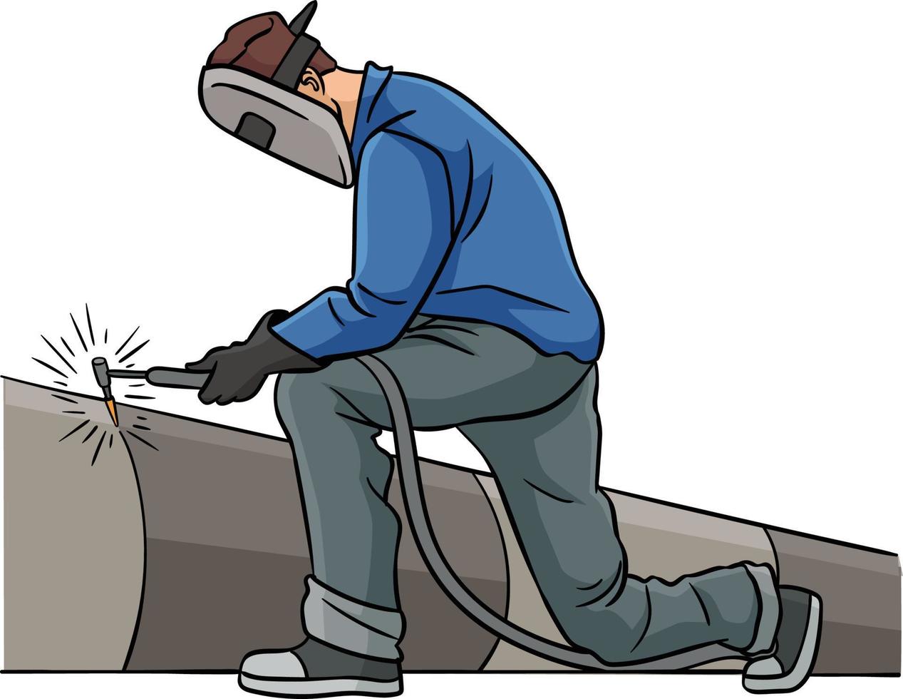 Fabrication Welder Colored Cartoon Illustration vector