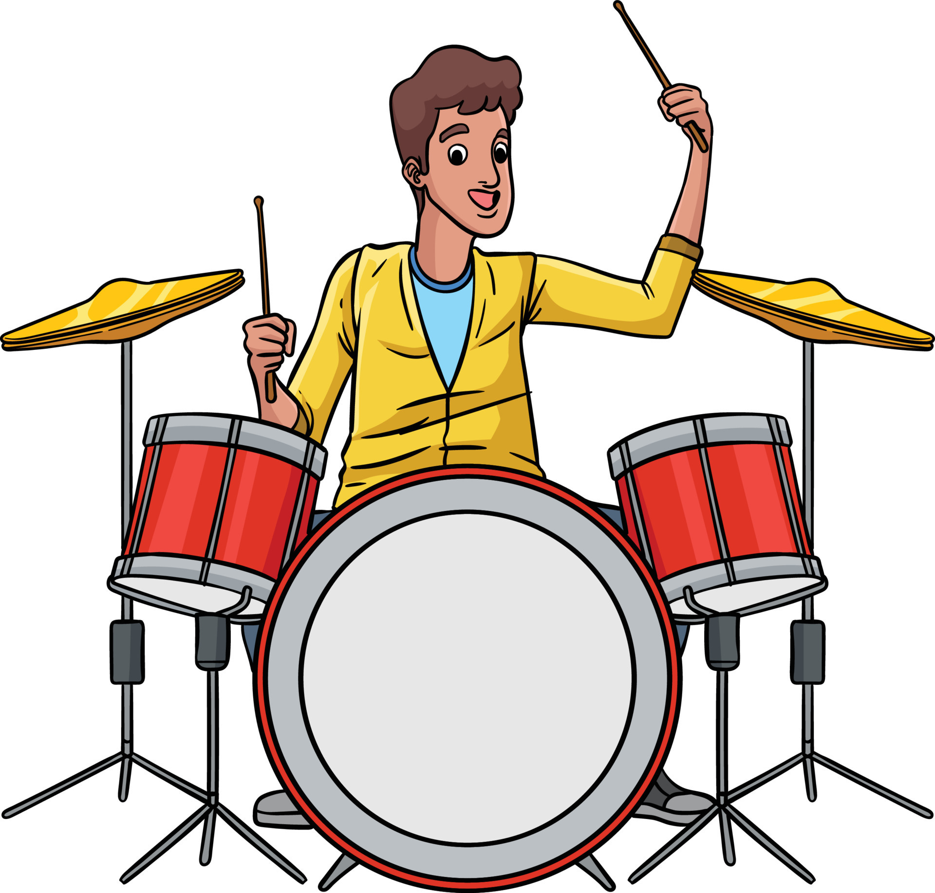Drum Player Colored Cartoon Illustration 22463876 Vector Art at Vecteezy