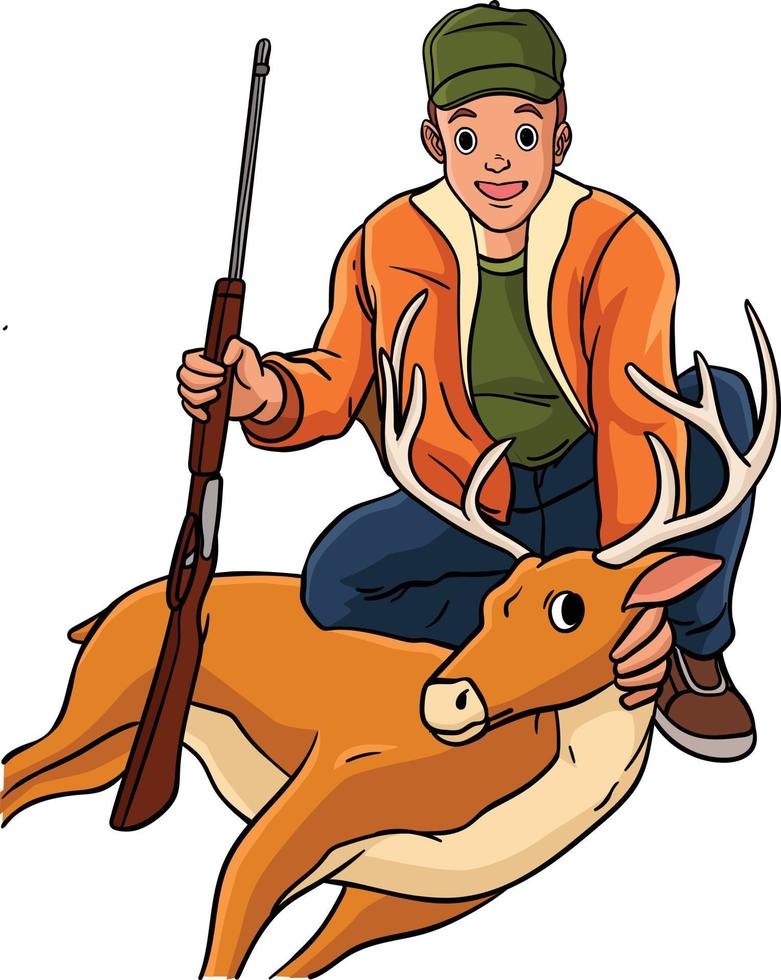 Deer Hunting Colored Cartoon Illustration vector