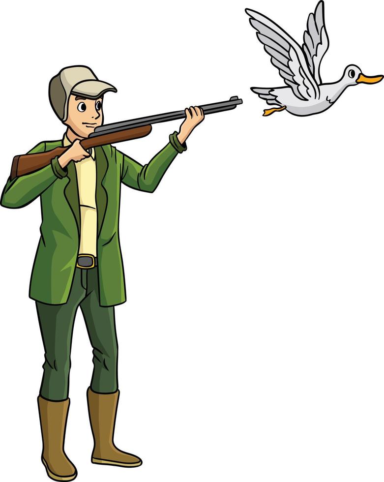  Pato cazador de colores dibujos animados ilustración   Vector en Vecteezy