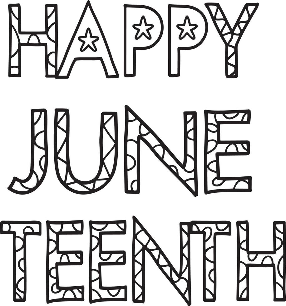 Happy Juneteenth Isolated Coloring Page for Kids vector