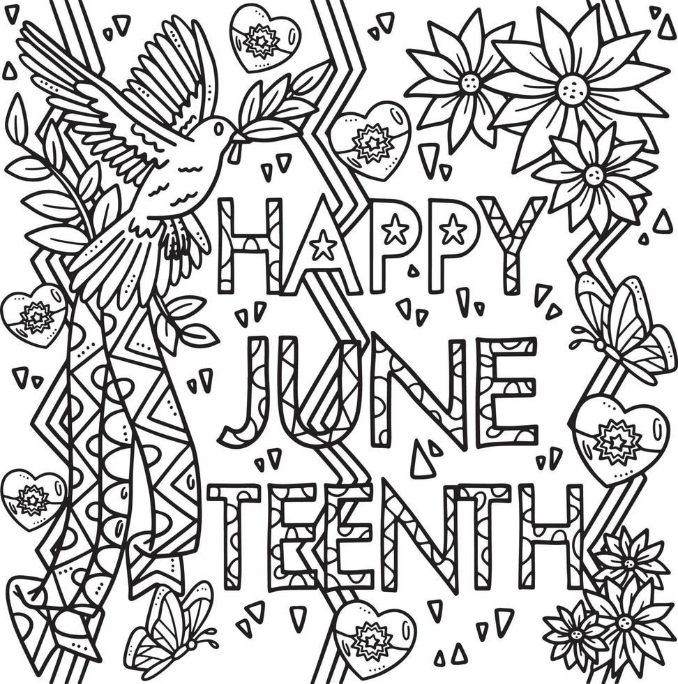 Happy Juneteenth Banner Coloring Page for Kids 22463910 Vector Art at