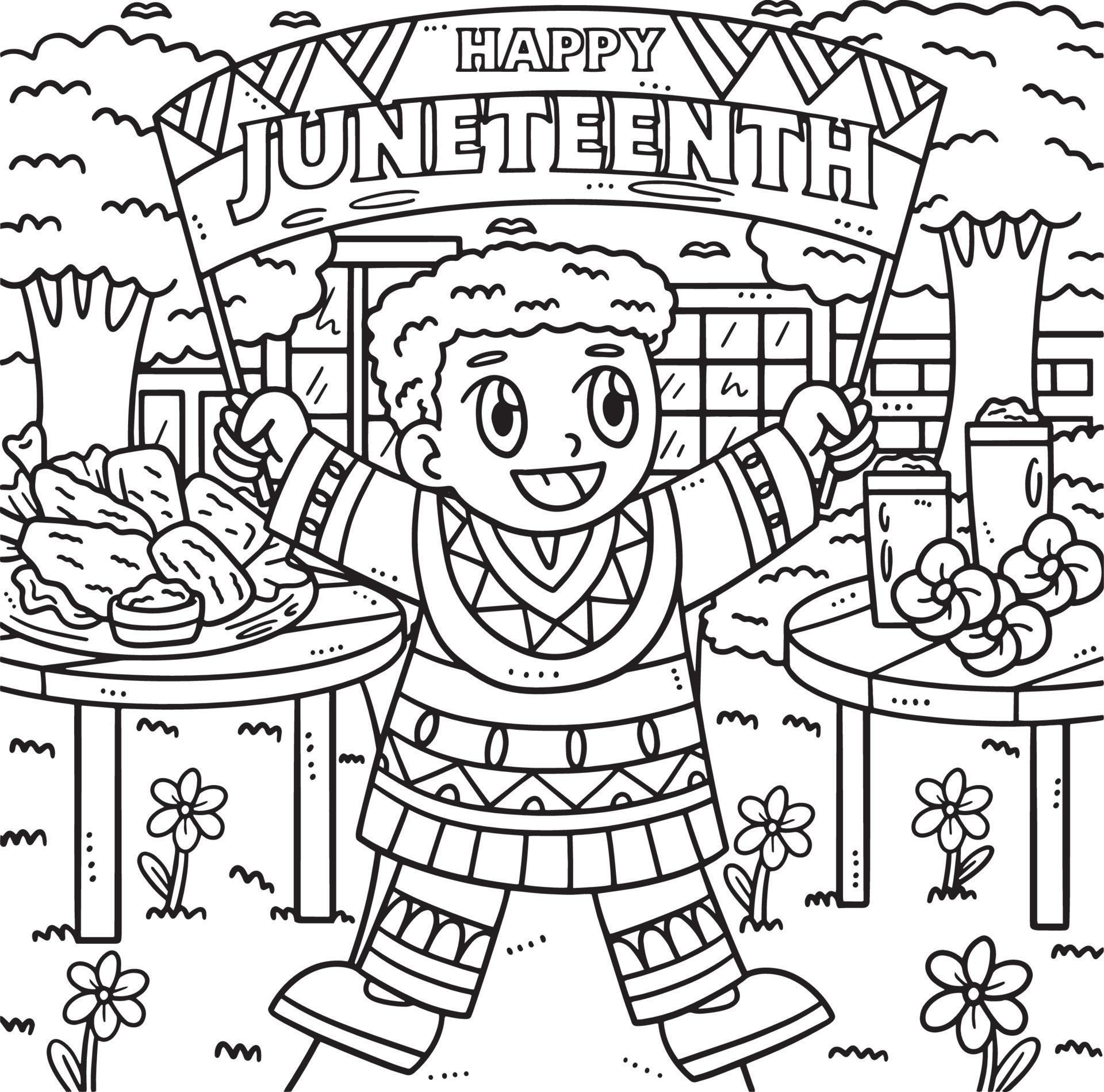 Happy Juneteenth Banner Coloring Page for Kids 22463913 Vector Art at