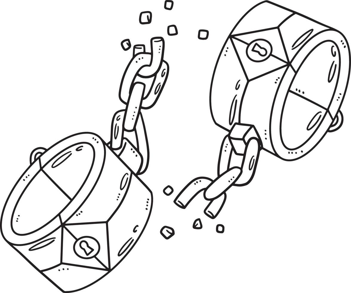 Broken Shackles Isolated Coloring Page for Kids vector