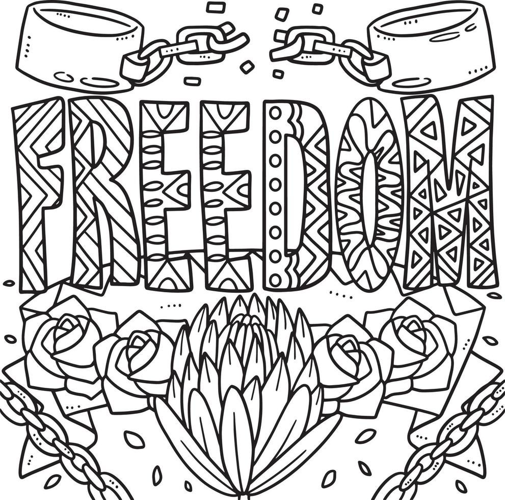 Juneteenth Freedom Coloring Page for Kids vector