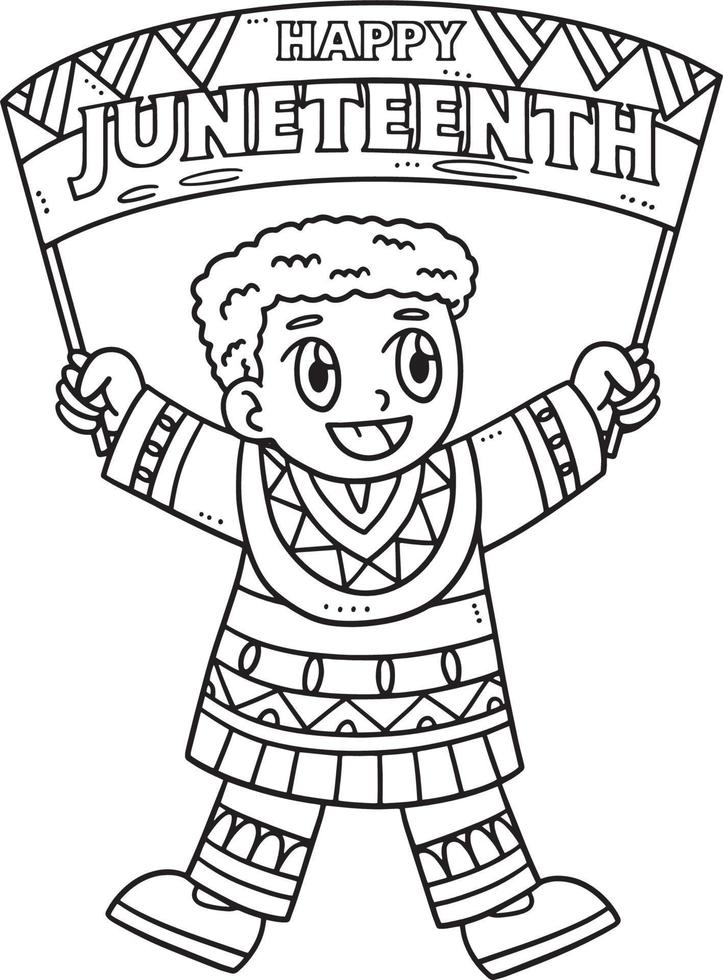 Happy Juneteenth Banner Isolated Coloring Page vector