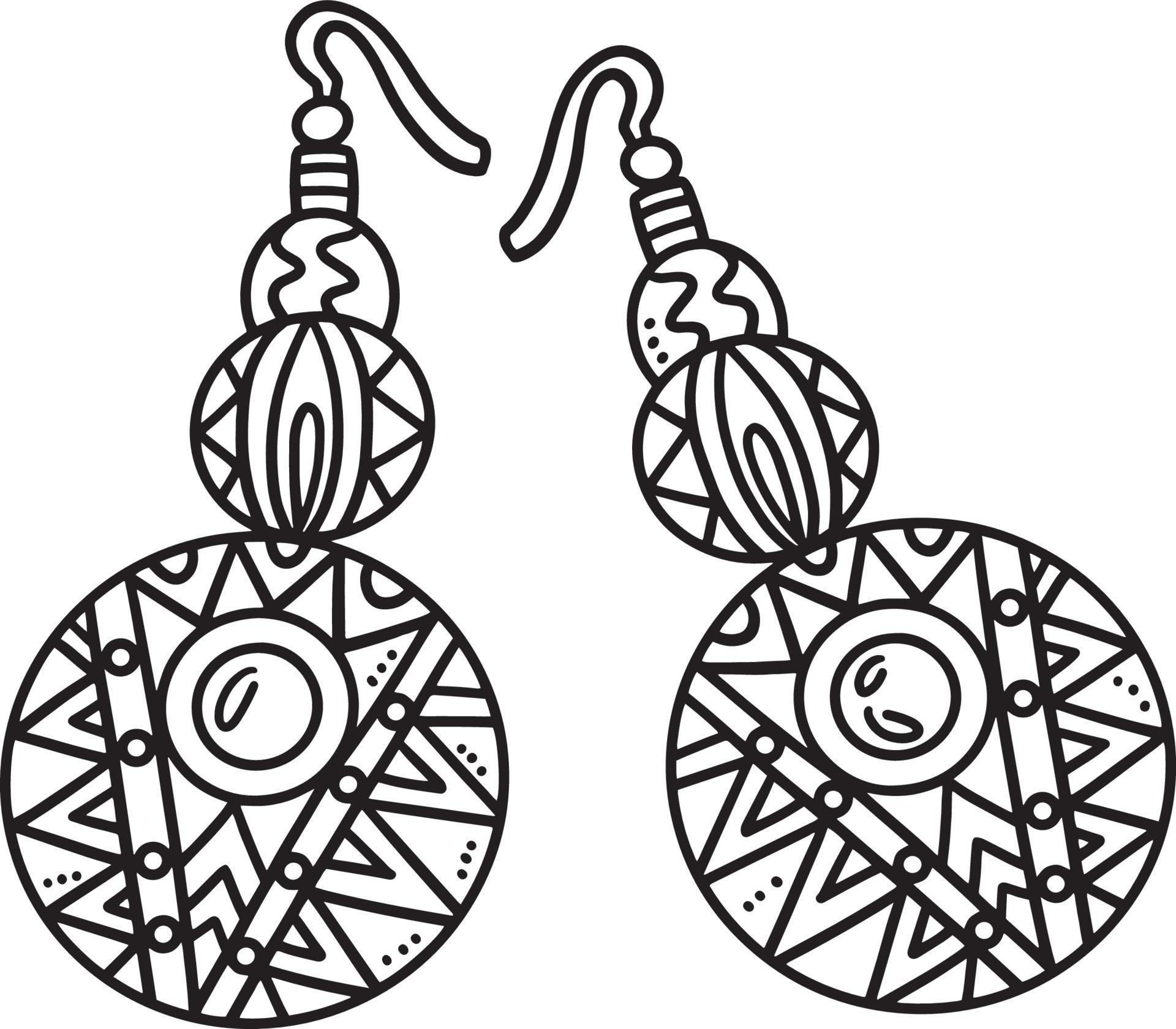Earrings Isolated Coloring Page for Kids 22463920 Vector Art at Vecteezy