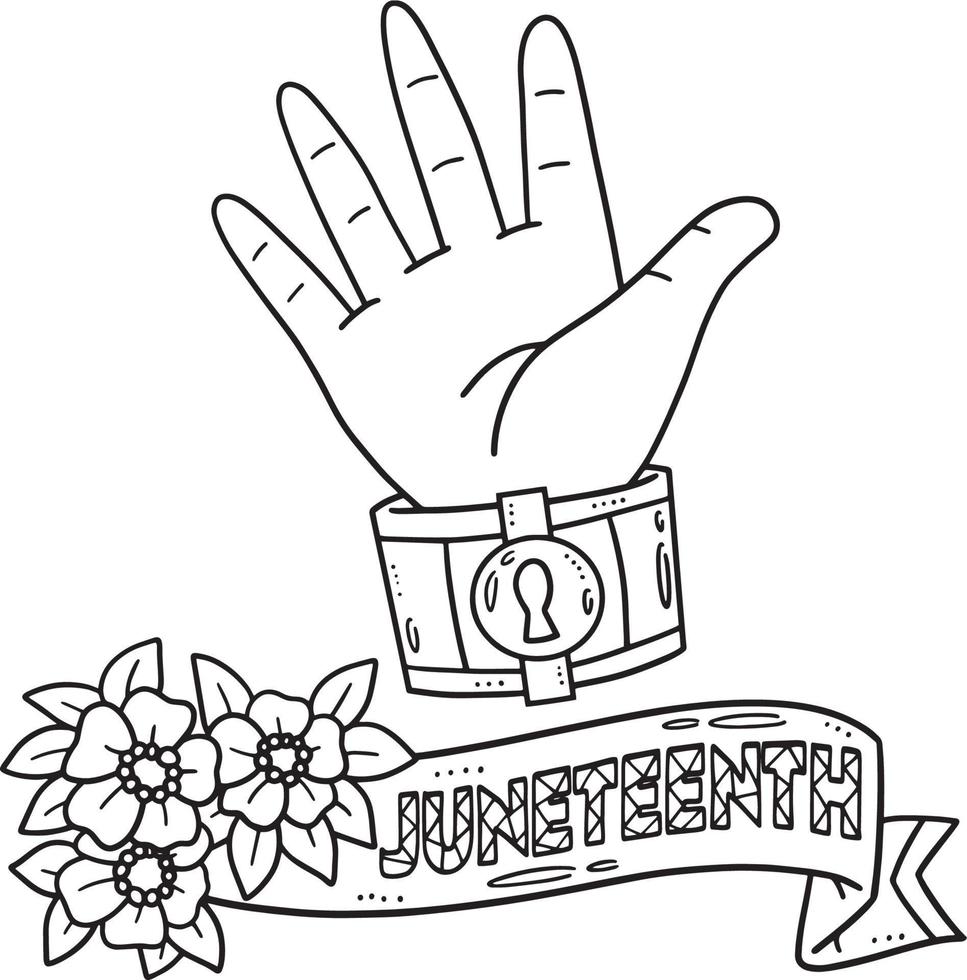 Hand with Broken Shackles Isolated Coloring Page vector