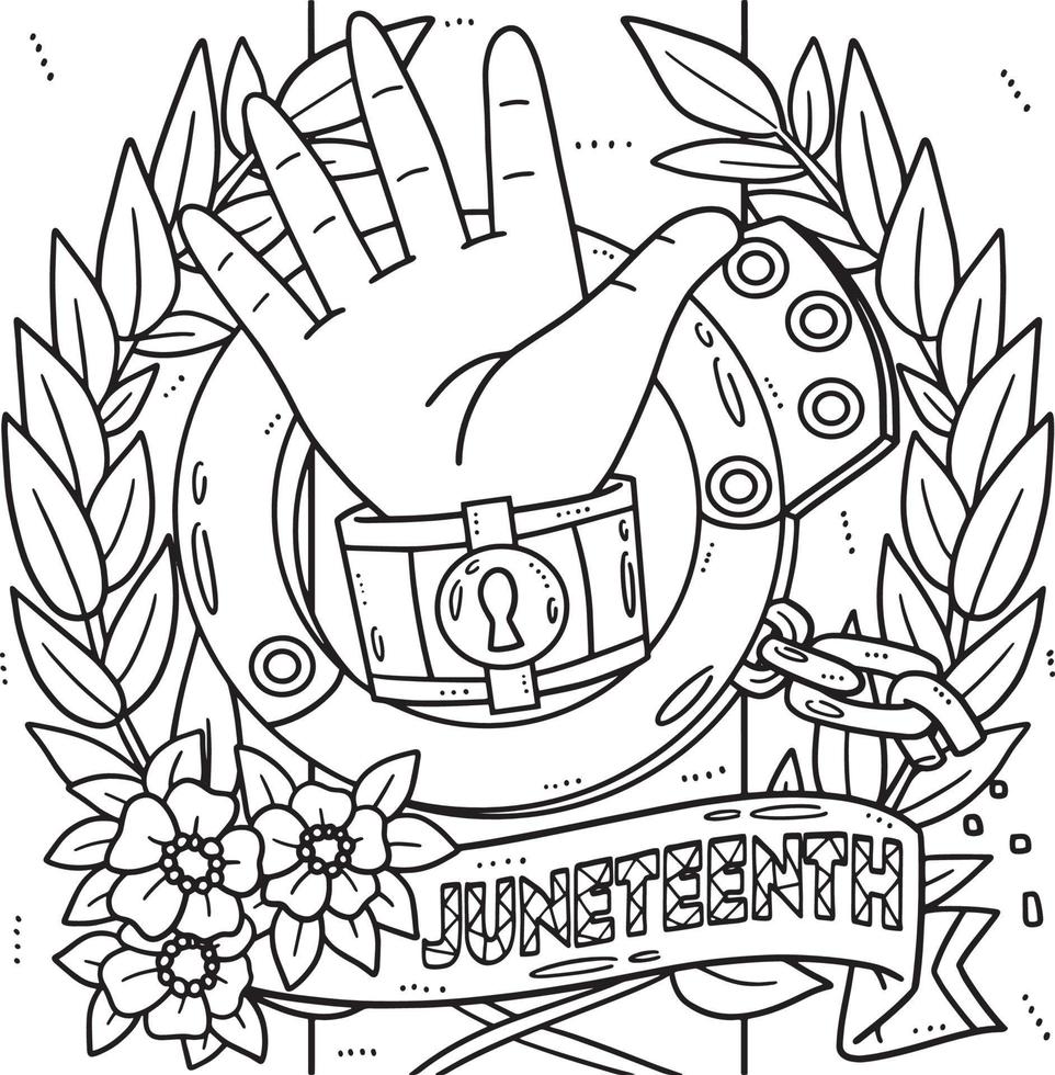 Juneteenth Hand with Broken Shackles Coloring Page vector