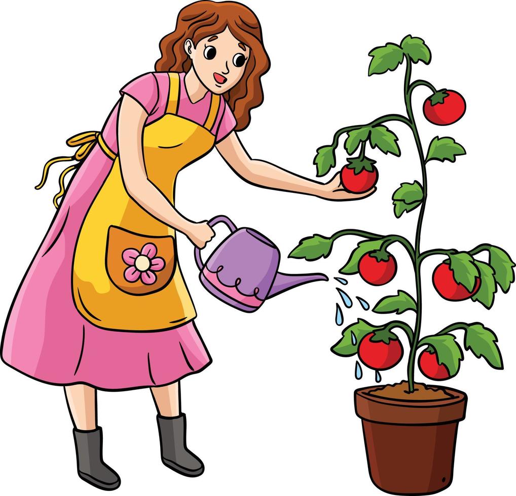 Gardener Profession Colored Cartoon Illustration vector