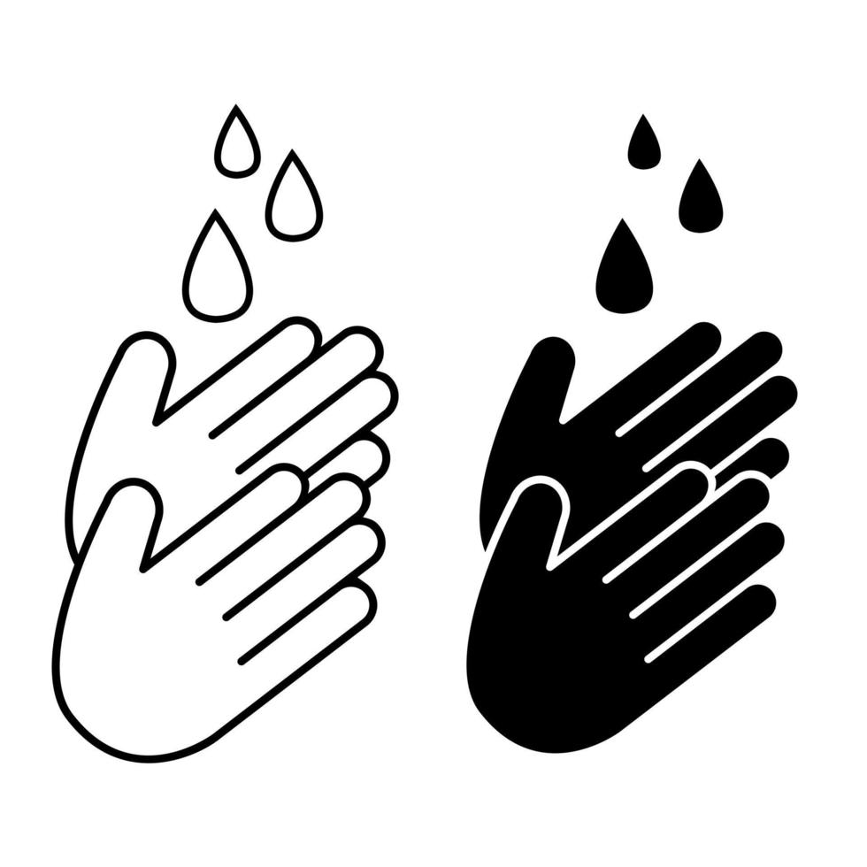 mano Lavado vector icono. manos con agua gotas signo. prevención en contra virus símbolo. concepto de higiene.