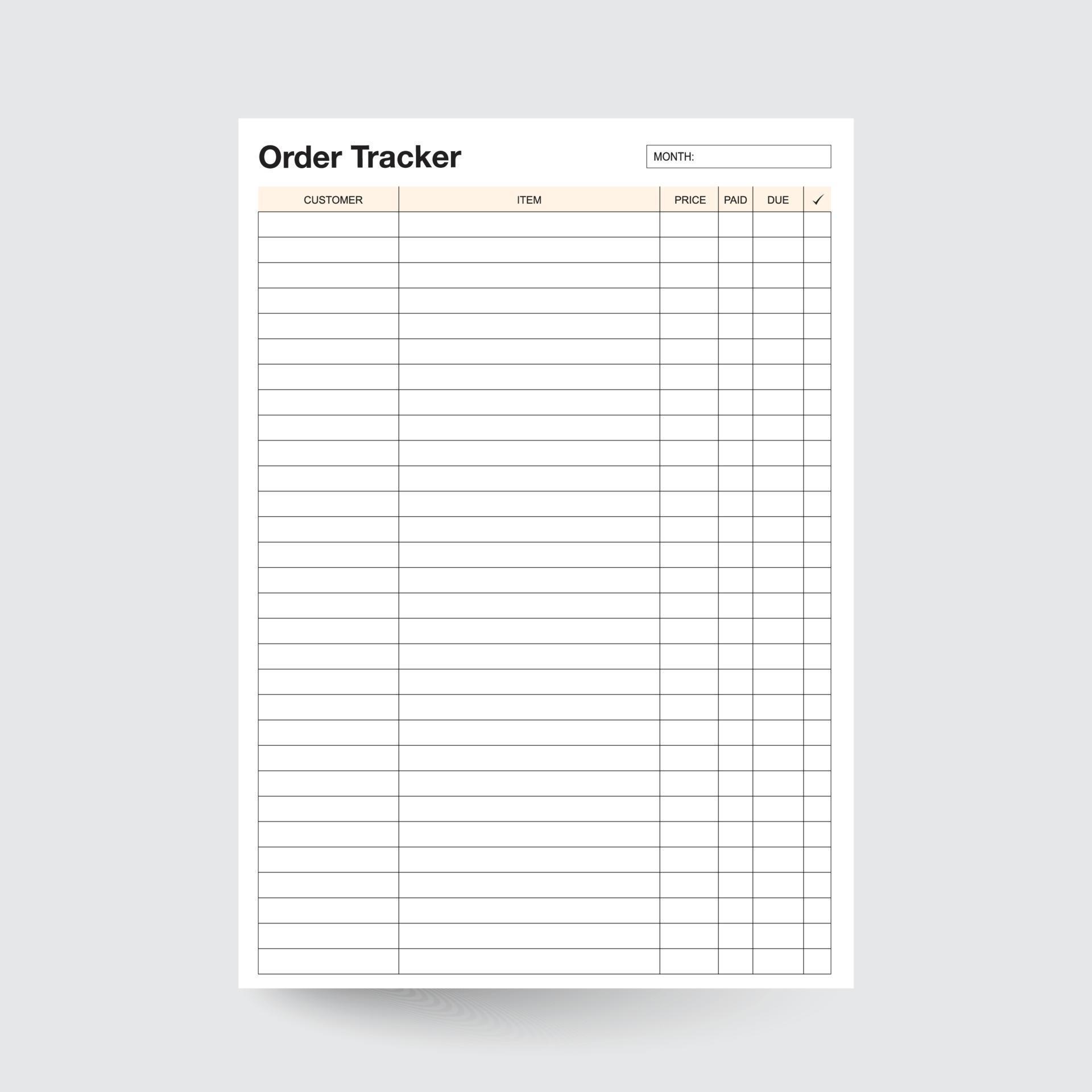 Order Tracker,Purchase Tracker,Order Form,Spending Tracker,Order Form