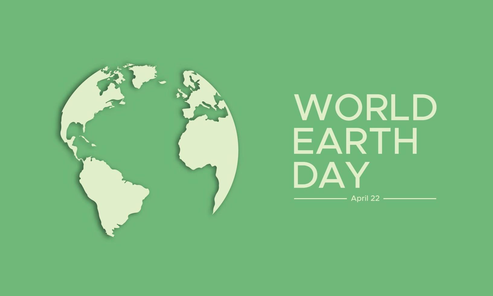 Simple minimalist World Earth Day poster banner design with 3d globe illustration in soft green background color vector