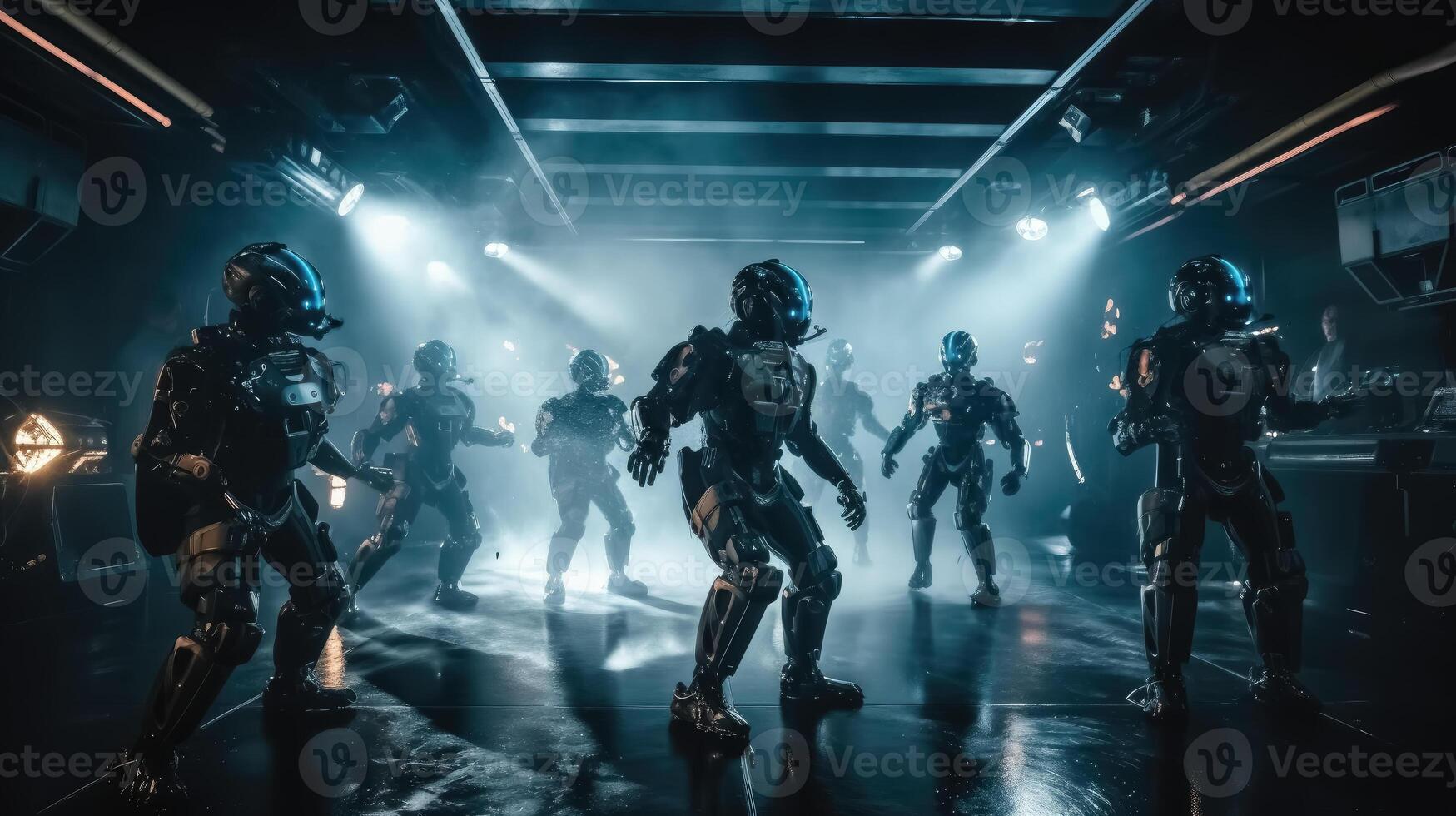 Robots dance at a nightclub. photo