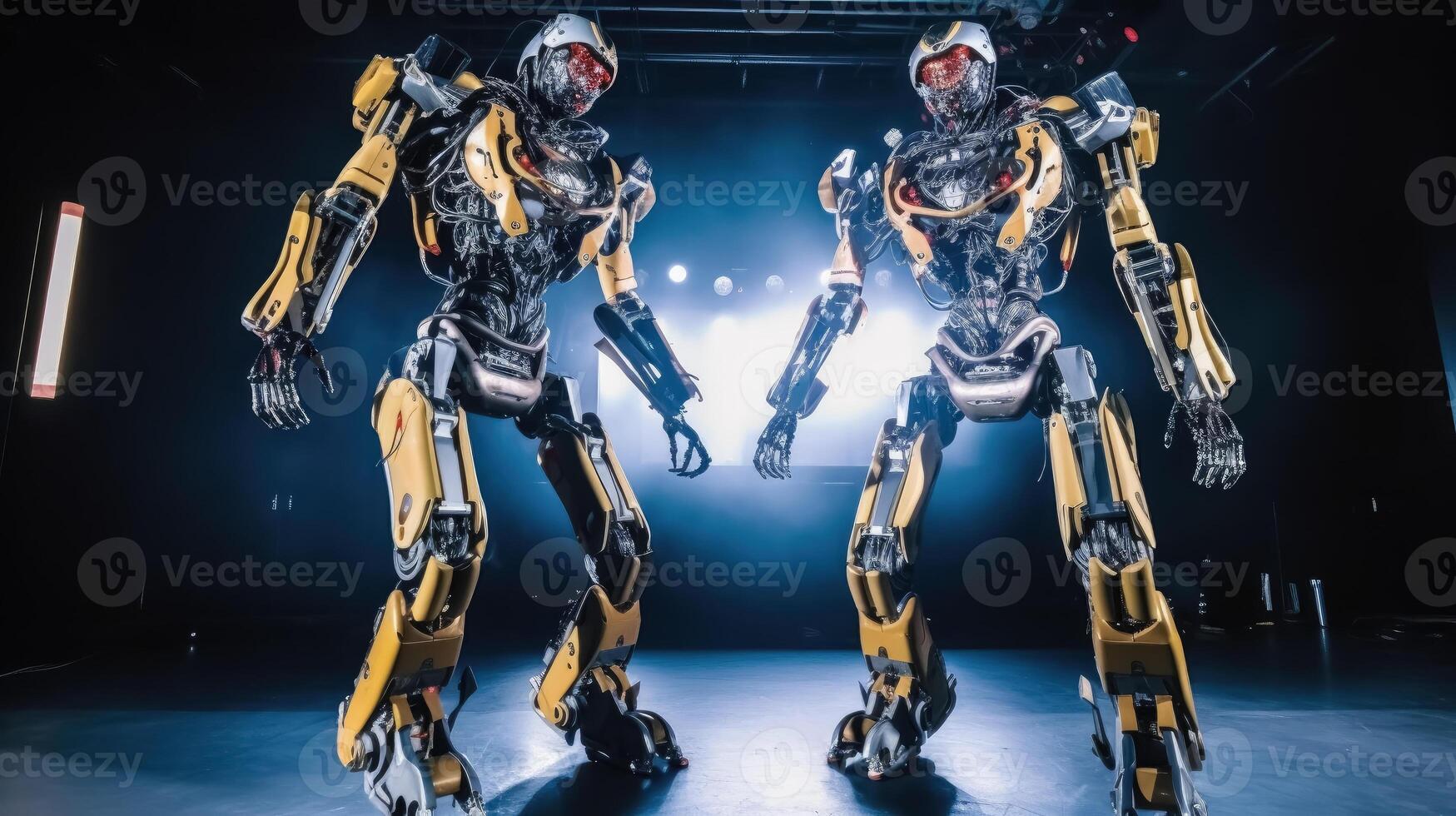 robots danza a un Club nocturno. ai generado foto