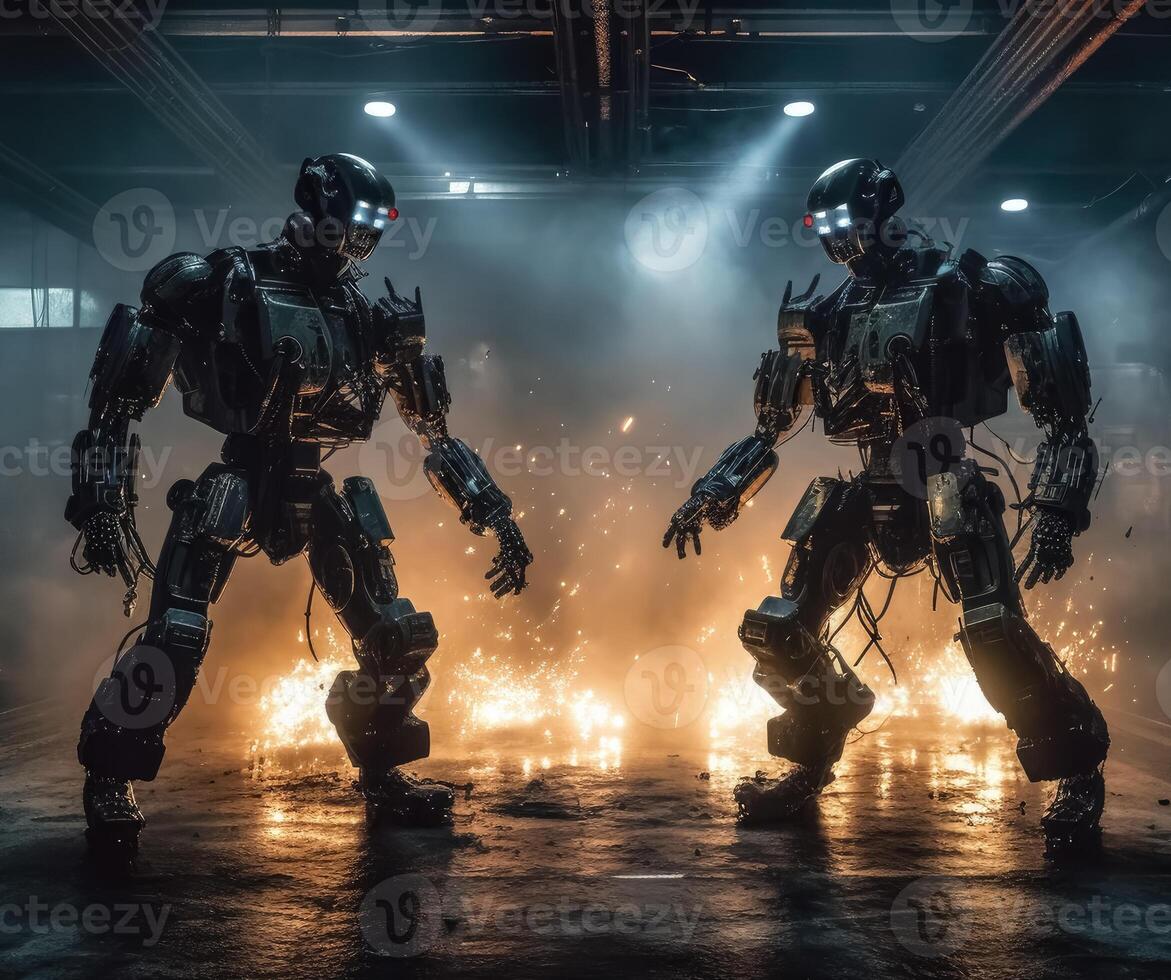 Robots dance at a nightclub. photo