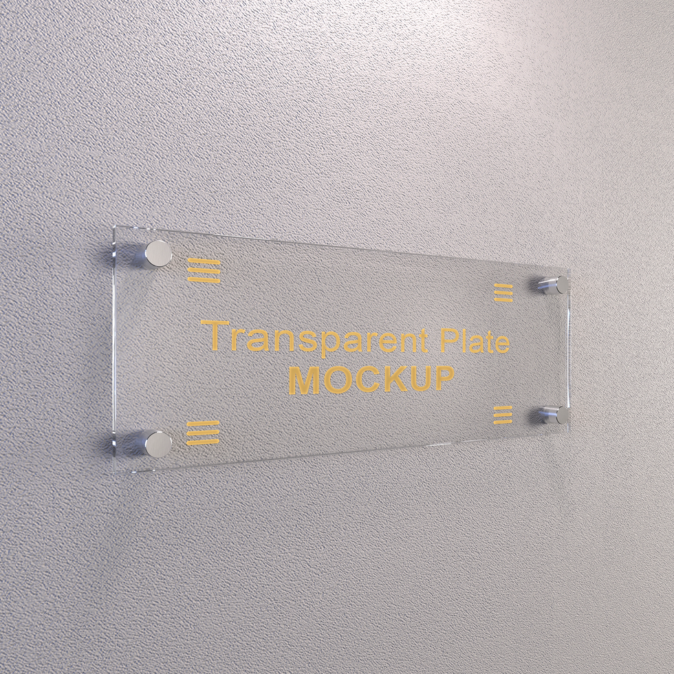 Transparent plate Sign Mockup psd