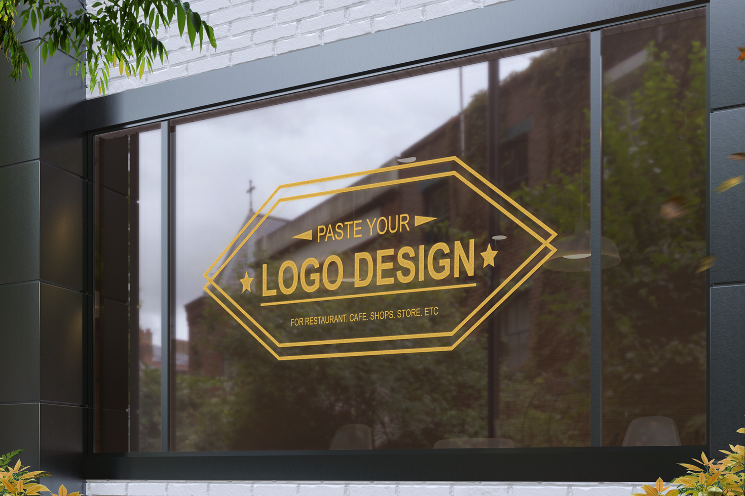 window store logo mockup psd