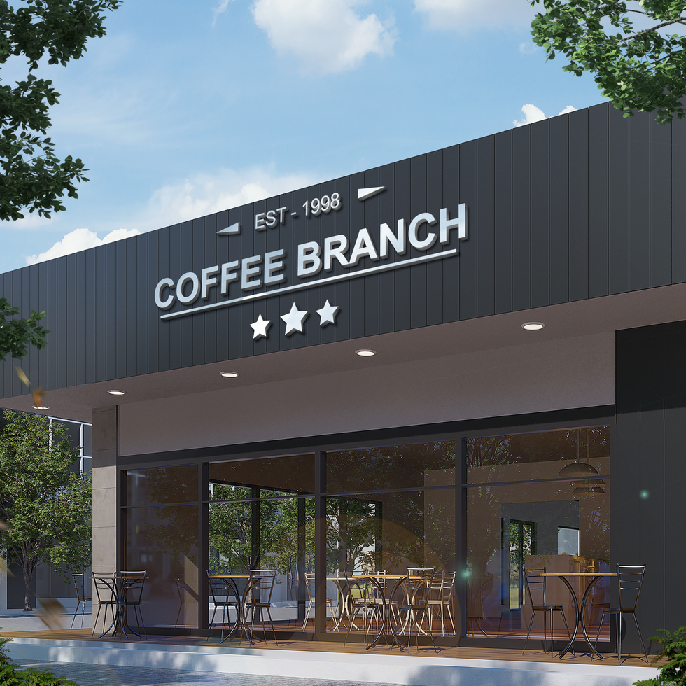 Chrome logo mockup facade sign psd