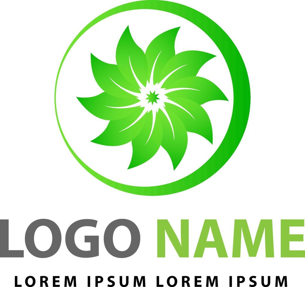 circulo hoja logotipo, naturaleza logo vector