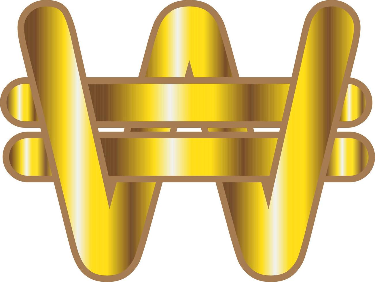 Web golden won vector currency logo