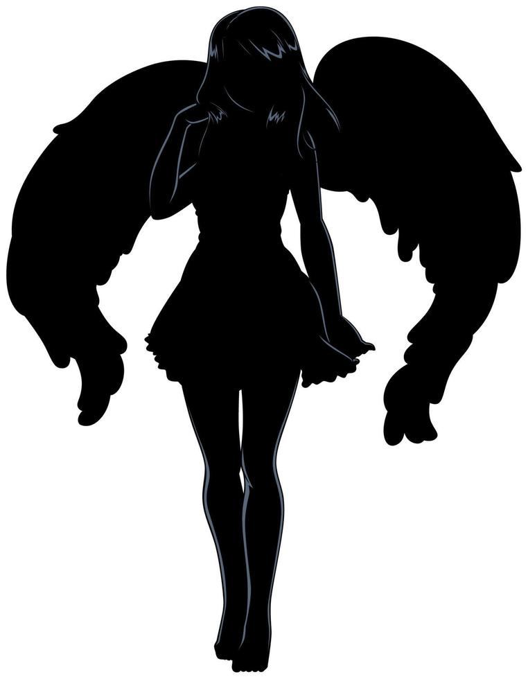 Angel Anime Girl Silhouette vector