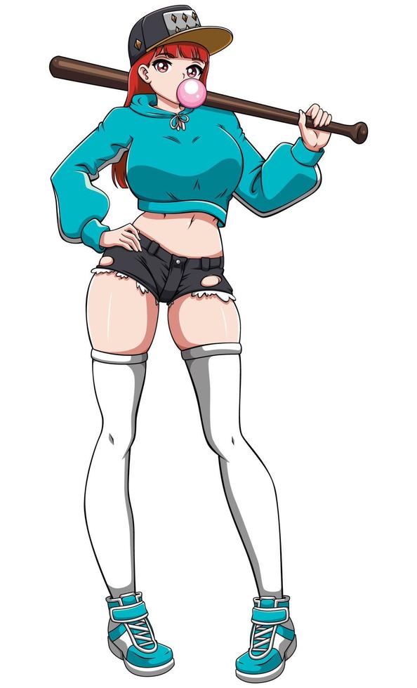 Anime Bat Girl on White vector