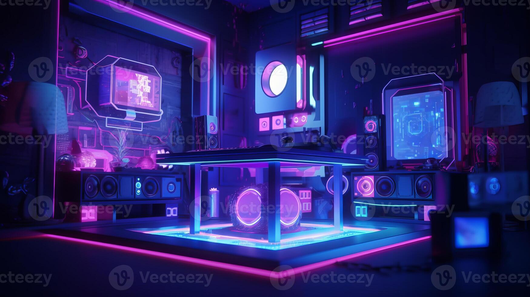 3d game station with colorful light, cartoon - photo