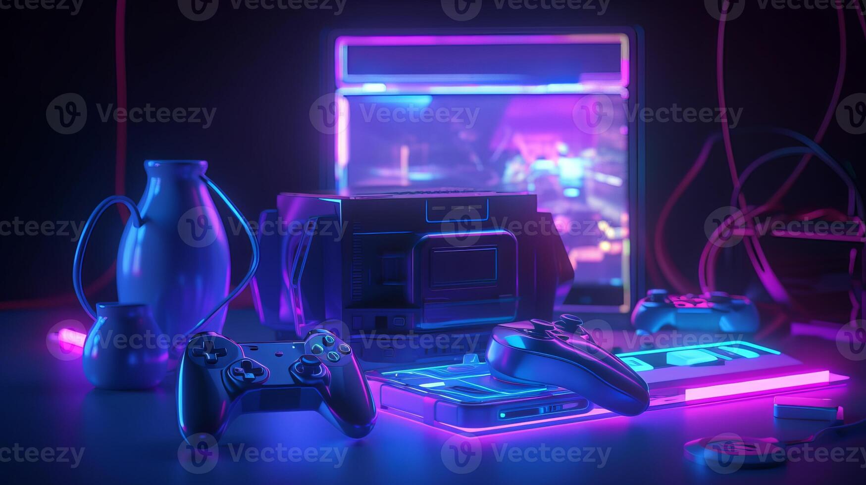 3d game station with colorful light, cartoon - photo