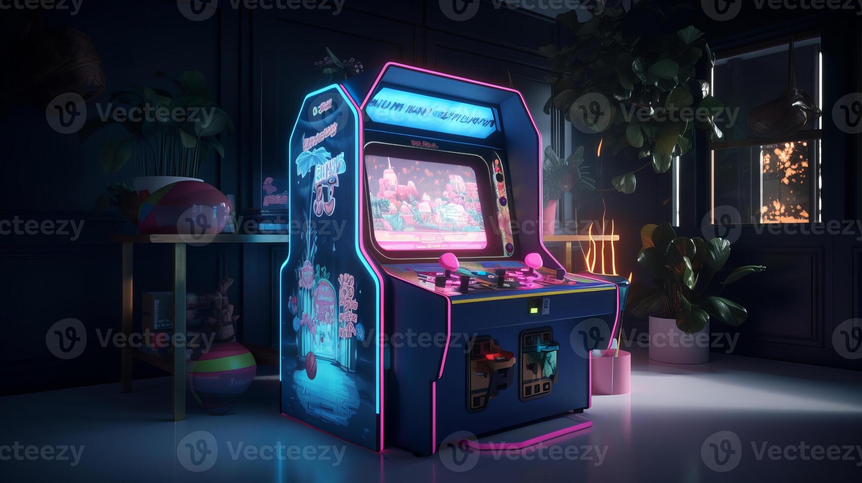 3d game station with colorful light, cartoon - photo