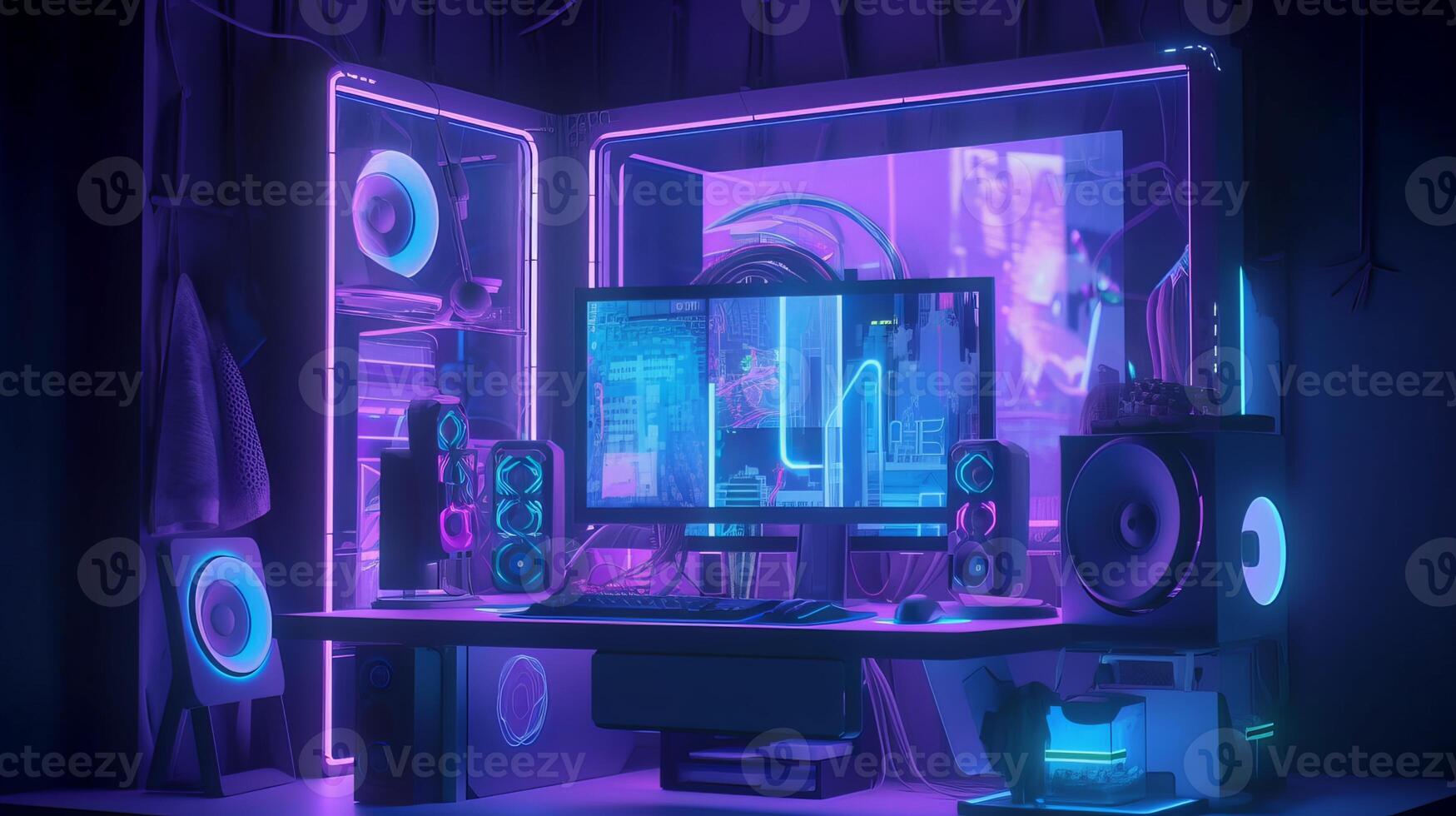 3d game station with colorful light, cartoon - photo