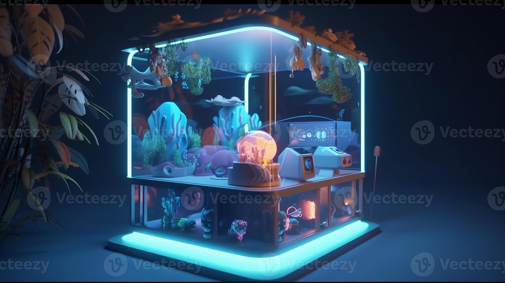 3d game station with colorful light, cartoon - photo