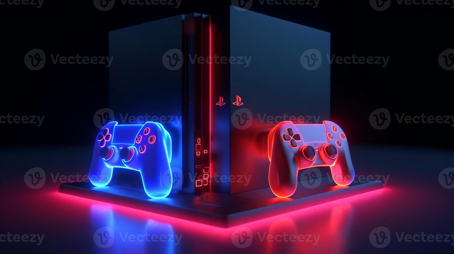 3d game station with colorful light, cartoon - photo