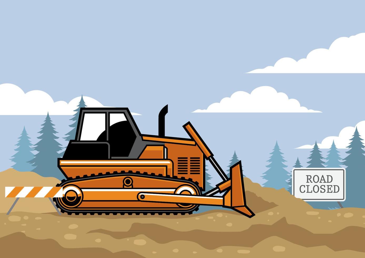 bulldozer flat vector style on the site