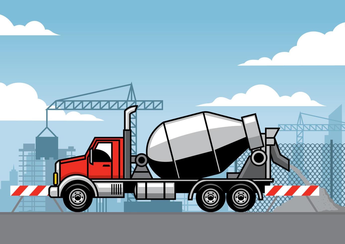 cement truck on the construction site vector