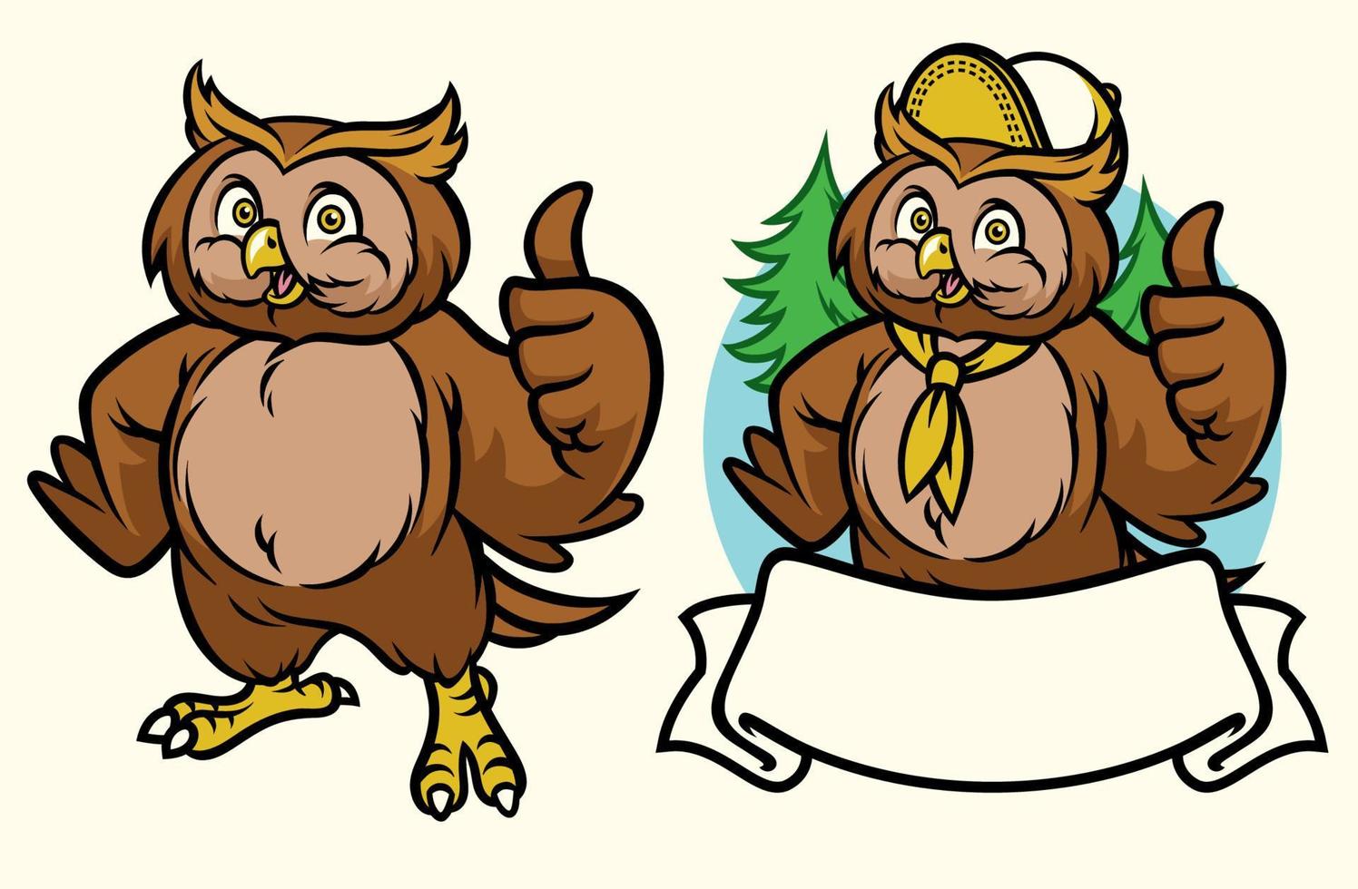 happy Owl cartoon set vector