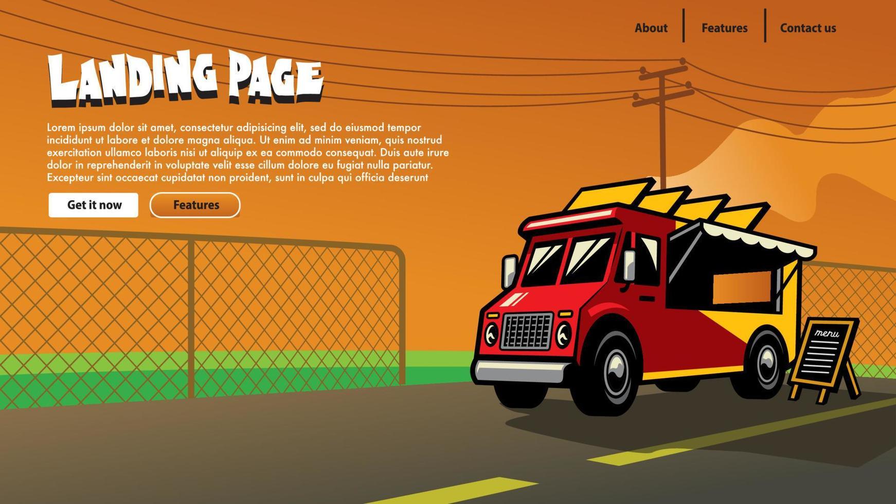 Landing Page design food truck vector