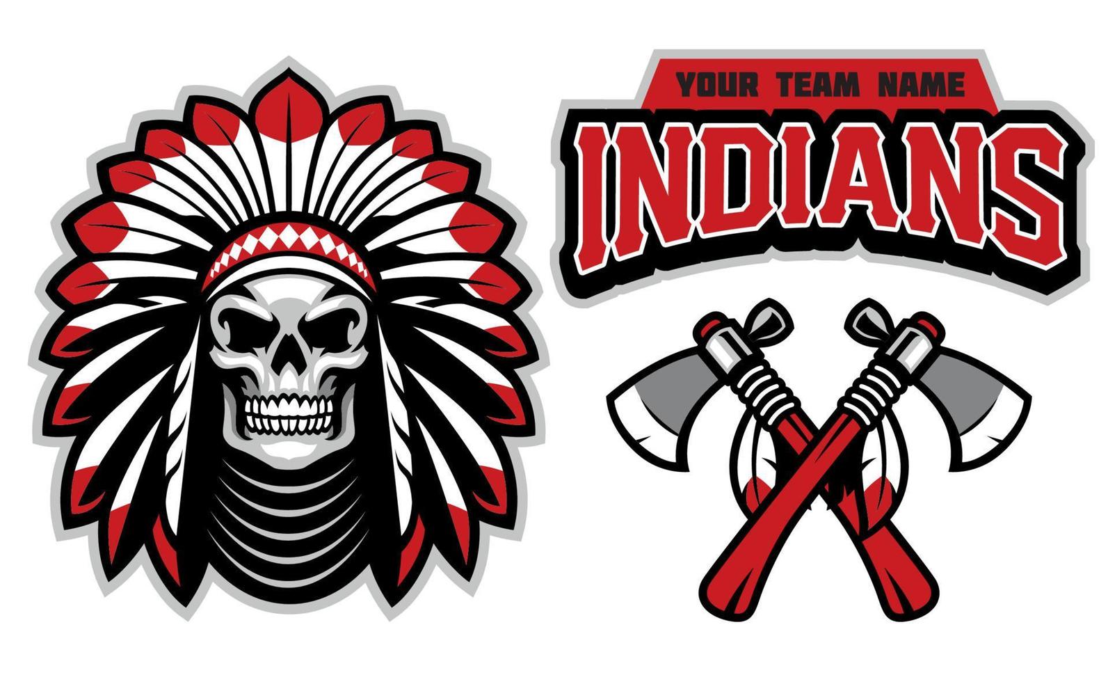 indian skull mascot set vector